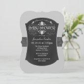 Grey Chalkboard Baby shower Invitation Kaart (Staand voorkant)