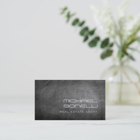 Grey Chalkboard Real Estate Agent Visitekaartje (Staand voorkant)