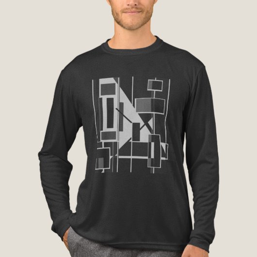 Grey Charcoal Geometric MCM-geïnspireerde Abstract Tri-Blend Shirt (Voorkant volledig)
