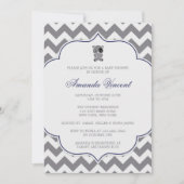 Grey Chevron Baby shower met Panda Kaart (Voorkant)