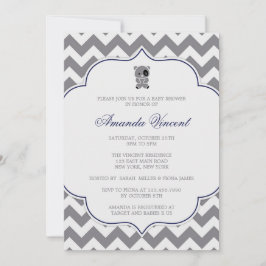 Grey Chevron Baby shower met Panda Kaart