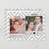 Grey Chevron bruiloft Dank u Briefkaart (Voorkant / Achterkant)