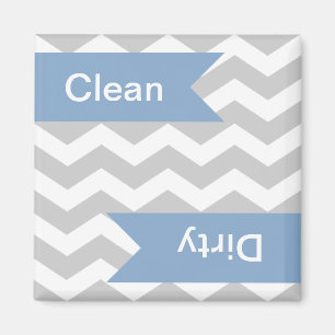Grey Chevron Clean - Dirty Dishwasher Magnets Magneet