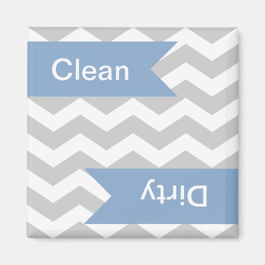 Grey Chevron Clean - Dirty Dishwasher Magnets Magneet (Voorkant)