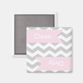 Grey Chevron Clean - Dirty Dishwasher Magnets Magneet (Voorkant / Achterkant)
