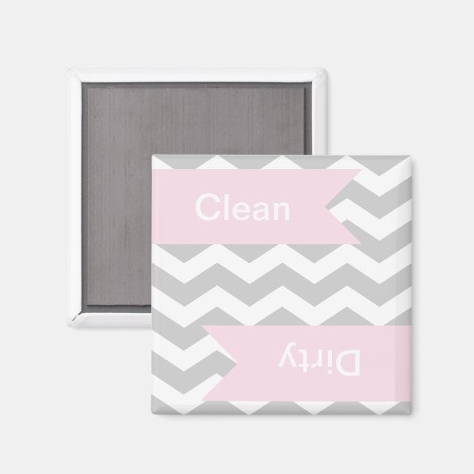 Grey Chevron Clean - Dirty Dishwasher Magnets Magneet (Voorkant / Achterkant)