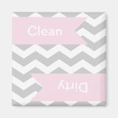 Grey Chevron Clean - Dirty Dishwasher Magnets Magneet (Voorkant)