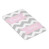 Grey Chevron Clean - Dirty Dishwasher Magnets Magneet (Rechterzijde)