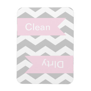 Grey Chevron Clean - Dirty Dishwasher Magnets Magneet
