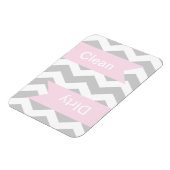 Grey Chevron Clean - Dirty Dishwasher Magnets Magneet (Linkerzijde)