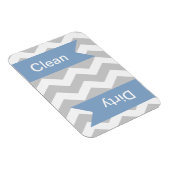 Grey Chevron Clean - Dirty Dishwasher Magnets Magneet (Rechterzijde)