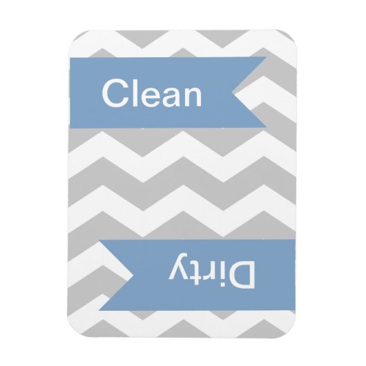 Grey Chevron Clean - Dirty Dishwasher Magnets Magneet (Verticaal)