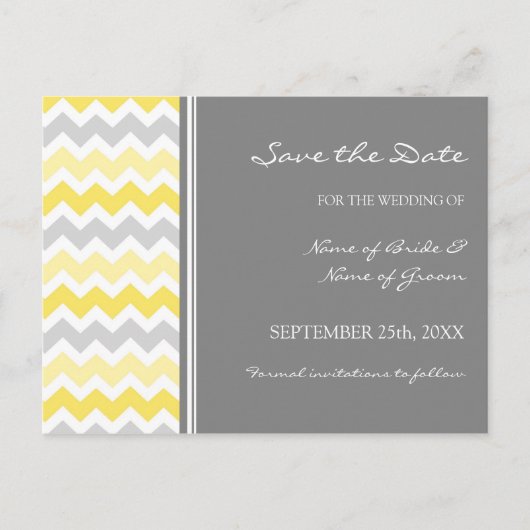Grey Chevron Save the Date Wedding Briefkaarten (Voorkant)