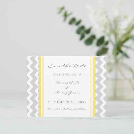 Grey Chevron Save the Date Wedding Briefkaarten (Staand voorkant)