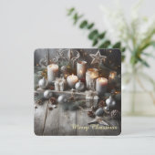 Grey Chic Christmas Candles Feestdagenkaart (Staand voorkant)