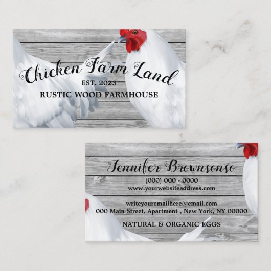 Grey Chicken Hen Rustiek Biologisch Ei Boerderij Visitekaartje (Voorkant / Achterkant)