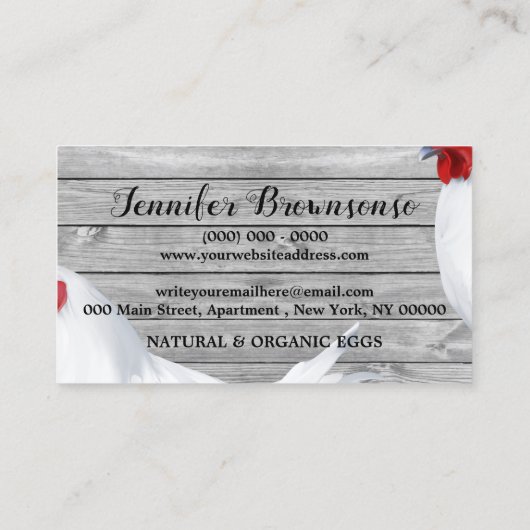 Grey Chicken Hen Rustiek Biologisch Ei Boerderij Visitekaartje (Achterkant)