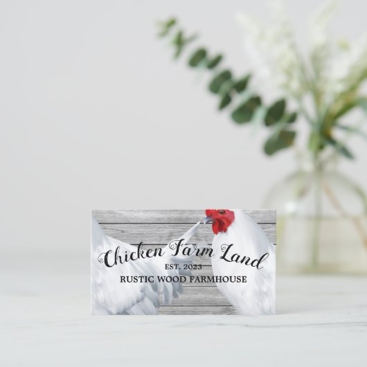 Grey Chicken Hen Rustiek Biologisch Ei Boerderij Visitekaartje (Staand voorkant)