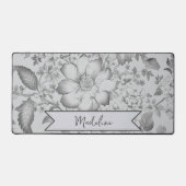 Grey  Chinoiserie Floral Bureaumat (Voorkant)
