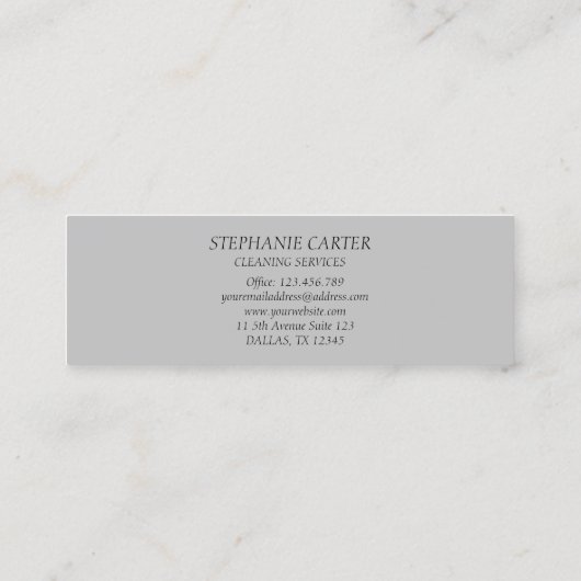 Grey Cleaning Services Company Mini Visitekaartje (Achterkant)