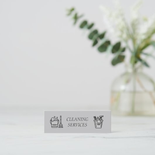 Grey Cleaning Services Company Mini Visitekaartje (Staand voorkant)