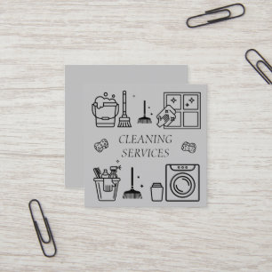 Grey Cleaning Services Company Vierkante Visitekaartje