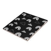 Grey Clouds and Rainbows on Black Ceramic Tile Tegeltje (Zijkant)