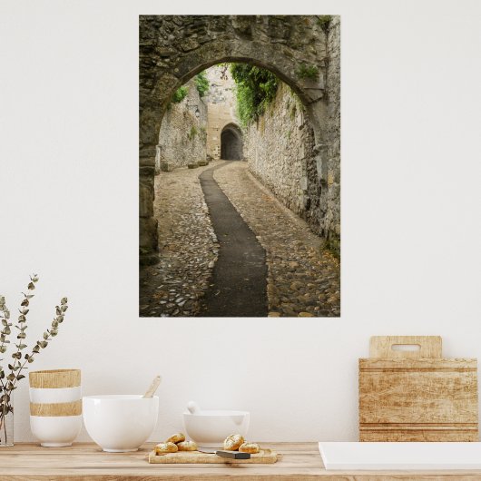 Grey Cobblestone street, Frankrijk Poster (Keuken)