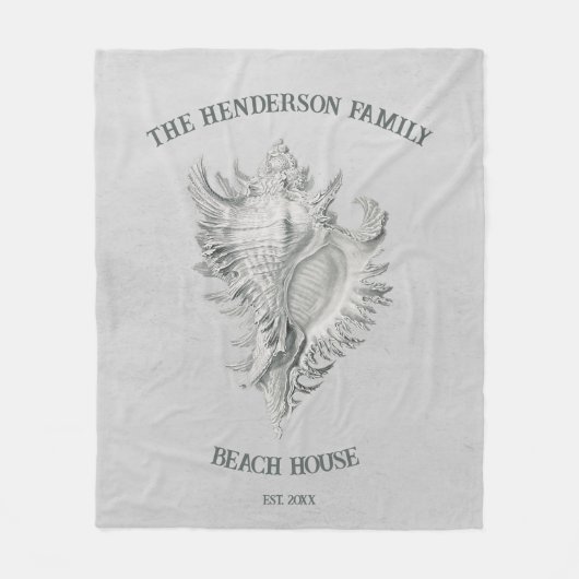Grey Conch Shell Fleece Blanket (Voorkant)