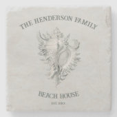 Grey Conch Shell Stone Onderzetter (Voorkant)