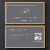 Grey Construction Professional Wood QR Code Visitekaartje