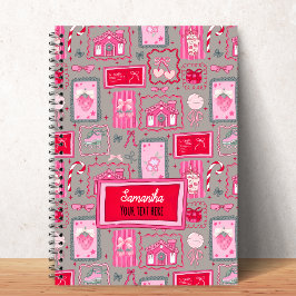 Grey Coquette aesthetic girly whimsical pattern  Notitieboek