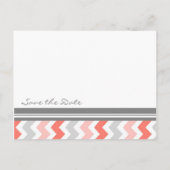 Grey Coral Chevron Save the Date Wedding Briefkaar Aankondigingskaart (Achterkant)
