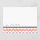 Grey Coral Chevron Save the Date Wedding Briefkaar Aankondigingskaart (Achterkant)