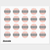 Grey Coral Damask Baby shower Favor Stickers (Vel)