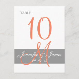Grey Coral Monogram Trouwtafel Kaart