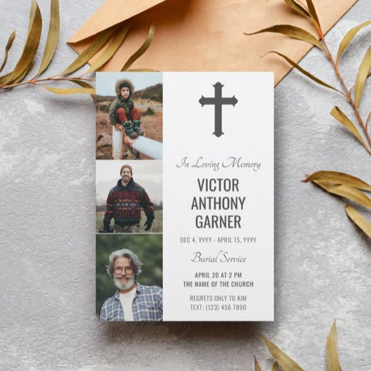 Grey Cross 3 Foto's White Burial Service Kaart