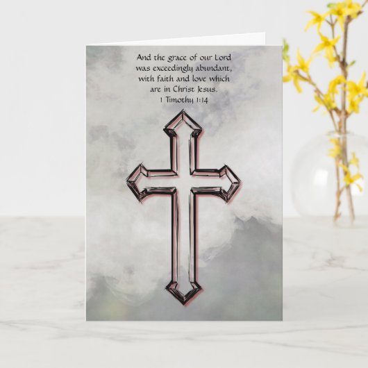 Grey Cross Faith Paasbijbel Verse Kaart (Gele Bloem)