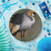 Grey Crowned Crane Bird Paper Plates Papieren Bordje (Feest)