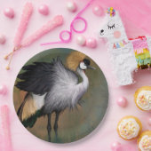 Grey Crowned Crane Bird Paper Plates Papieren Bordje (Feest)