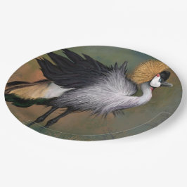 Grey Crowned Crane Bird Paper Plates Papieren Bordje