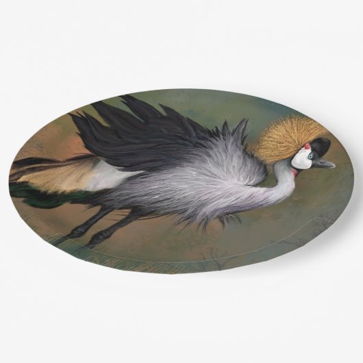 Grey Crowned Crane Bird Paper Plates Papieren Bordje (Gekanteld)