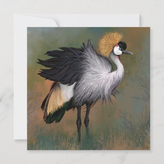 Grey Crowned Crane Kaart Happy Birthday (Achterkant)