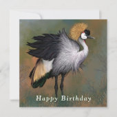Grey Crowned Crane Kaart Happy Birthday (Voorkant)