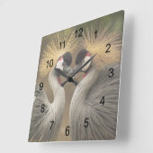 Grey Crowned Crane Love Vierkante Klok (Hoek)