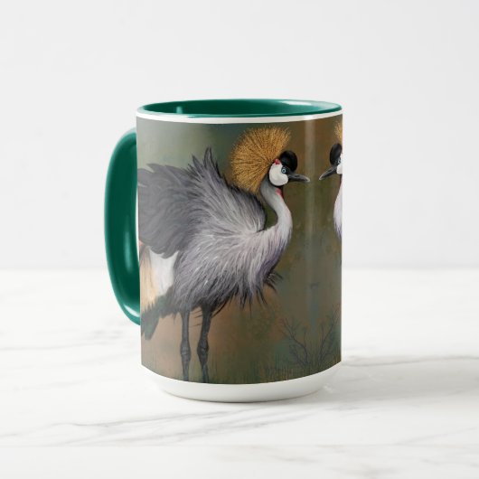 Grey Crowned Crane Mok Mooie Vogels (Voorkant links)