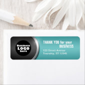 Grey Curve en Blauwgroen "BEDANK U VOOR UW BEDRIJF Etiket (Insitu)