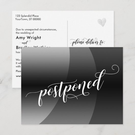 Grey Curves uitgestelde bruiloft aankondiging Briefkaart (Voorkant / Achterkant)