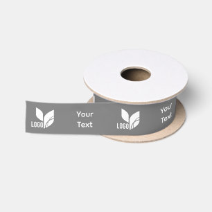 Grey Custom Business Logo en tekst Satijnen Lint