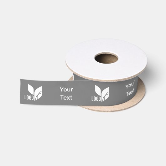 Grey Custom Business Logo en tekst Satijnen Lint (Spoel)